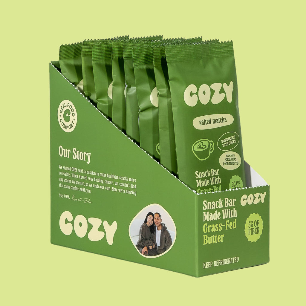 COZY Salted Matcha 8-pack box of refrigerated real-food snack bars