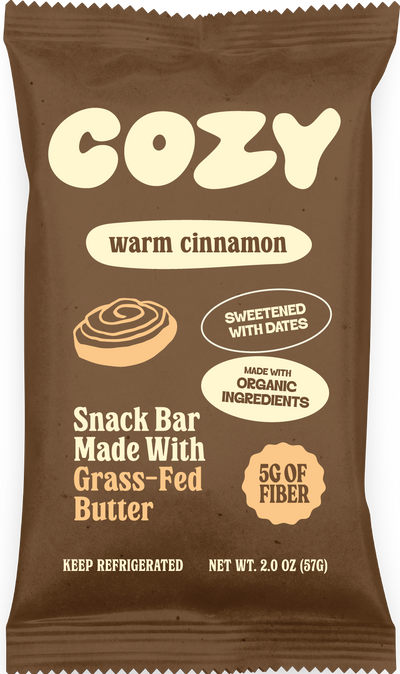 Front of a COZY Warm Cinnamon refrigerated snack bar